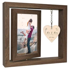 Rotating Floating Mr and Mrs EST 2024 Picture Frame